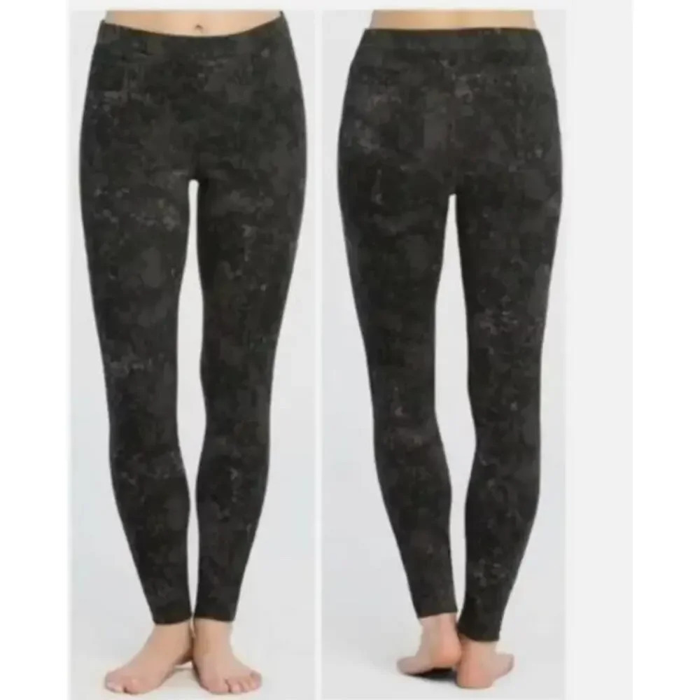 Spanx Jean-ish Ankle Legging Acid Wash Grey Marble Plus Size 1X